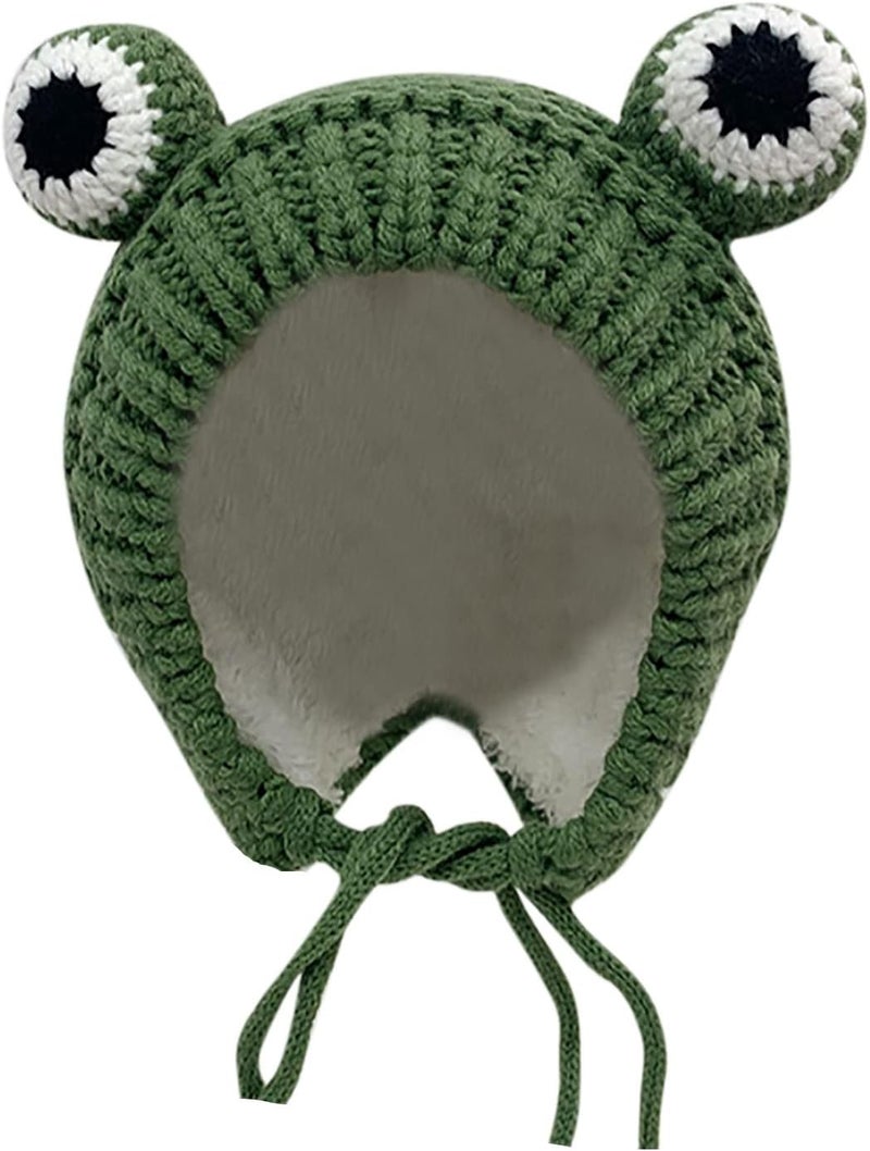 MINGSEECESS Kids Knitted Beanie Hat Cute Frog Cartoon Winter Warmer Cap with Big Eyes for Baby Boys Girls - Image 1